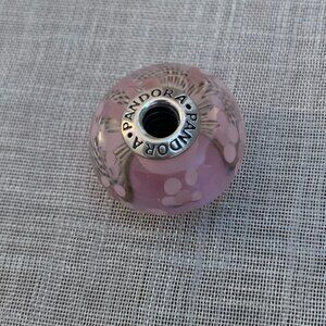 Large Pink Pandora Murano Glass and Silver Charm